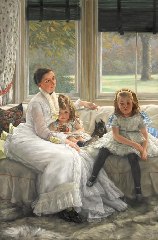 Portrait of Catherine Smith Gill and two of her children