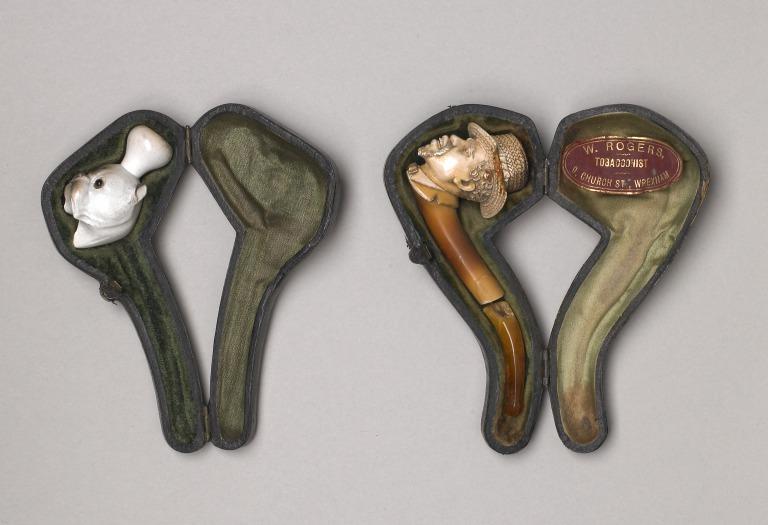 Tobacco pipe and pipe case of J.H. Hesketh (Junior Second Engineer on RMS Titanic) card