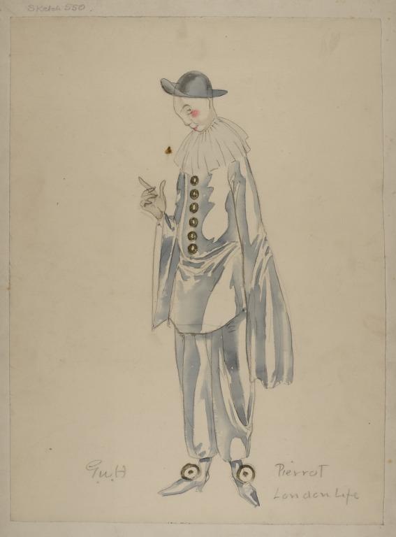 Pierrot (Costume Design for 'London Life') card