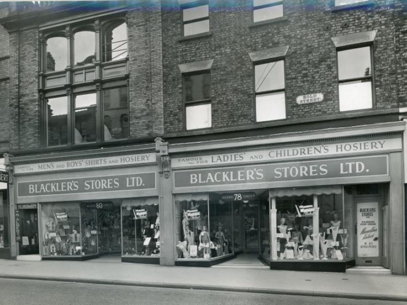 Exterior of Blackler's department store, 78 and 80 Bold Street ...