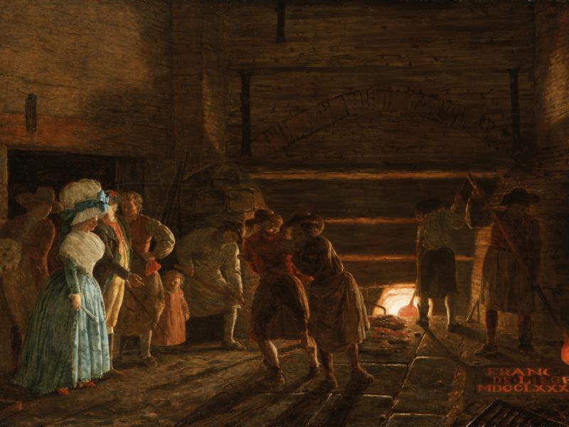 Interior Of A Foundry With Visitors 